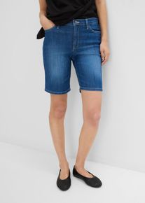 Bermudas bonprix, Damen, Gr. 46, N-Gr, blau denim used (l&auml;nge: regul&auml;r), Obermaterial: 82% Baumwolle, 17% Polyester, 1% Elasthan, regular fit, Hosen Bermudas, regular fit Passform, aus Baumwolle, Polyester und Elasthan