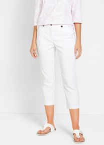 7/8-Hose bonprix "7/8-Bengalin-Hose mit Bequembund", Damen, Gr. 42, N-Gr, wei&szlig;, Obermaterial: 71% Polyester, 25% Viskose, 4% Elasthan, regular fit, Hosen 7/8-Hose, mit Elasthan-Anteil, Regular Fit, mit Bequembund