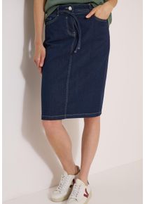 Jeansrock Cecil, Damen, Gr. 26, rinsed wash, Denim/Jeans, Obermaterial: 52% Baumwolle, 38% Modal, 7% Elastomultiester, 3% Elasthan. Futter: 52% Polyester, 48% Baumwolle, unifarben, normal knielang, R&ouml;cke Jeansrock, Knielanger Denimrock mit G&uuml;rteldetail