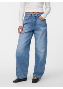 V&eacute;ro Moda Weite Jeans VERO MODA "VMZOE MR BARREL DNM JEANS LI3154 NOOS", Damen, Gr. 30, L&auml;nge 30, medium blau denim, Denim/Jeans, Obermaterial: 100% Baumwolle, unifarben, lang, Jeans Weite Jeans, Baumwolle, mid waist, loose fit