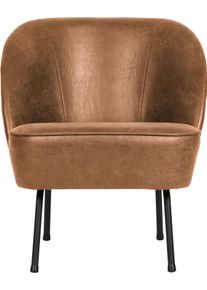 Sessel Woood "Vogue mit recyceltem Leder und Metallgestell B 57 x T 70 x H 69 cm", cognac, B:57cm H:69cm T:70cm, Sessel, Sessel, Tragkraft 90 kg, Gute Verschlei&szlig;festigkeit, pulverbeschichtetem