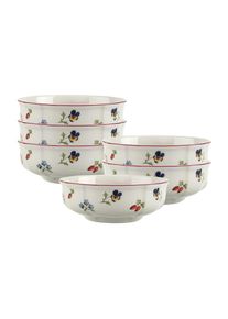 Villeroy & Boch Schale VILLEROY & BOCH "Dessertschalen Petite Fleur &oslash; 14,8 cm 6er Set wei&szlig;", wei&szlig;, B:14,8cm H:5,4cm L:14,8cm T:14,8cm &Oslash;:14,8cm, Sch&uuml;sseln, Schale, Sp&uuml;lmaschinengeeignet, Mikrowellengeeignet