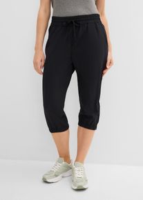 Funktionshose bonprix, Damen, Gr. 48, N-Gr, schwarz, Web, Obermaterial: 94% Polyester, 6% Elasthan, regular fit ca. Mitte Wade, Hosen Funktionshose, in 7/8 l&auml;nge, Seitenschlitze mit Zipper, Rei&szlig;verschlusstasche hinten