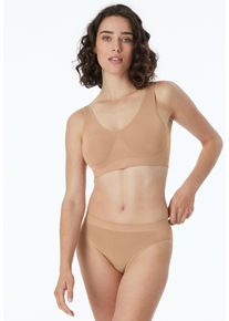 Bustier Schiesser "Classic Seamless", Damen, Gr. L, N-Gr, beige (411, maple), Single Jersey, Obermaterial: 93% Polyamid, 7% Elasthan, BHs Bustier, mit herausnehmbaren Pads