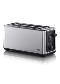 Braun Toaster "HT 5220 BK HT 5220 BK", schwarz (silber, schwarz), B:16,5cm H:18,8cm T:40,4cm, Toaster, Toaster