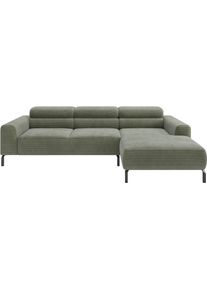 Ecksofa Home Affaire "Ecksofa, L-Form, incl. Kopfteilverstellung, Breite 258 cm", gr&uuml;n (turtle), B:258cm H:71cm T:183cm, 88% Polyester, 12% Polyacryl, Sofas, Ecksofa, wahlweise elektrische Sitztiefenverstellung