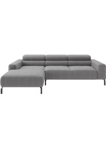 Ecksofa Home Affaire "Ecksofa, L-Form, incl. Kopfteilverstellung, Breite 258 cm", grau (platin), B:258cm H:71cm T:183cm, 100% Polyester, Sofas, Ecksofa, wahlweise elektrische Sitztiefenverstellung