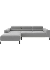 Ecksofa Home Affaire "Ecksofa, L-Form, incl. Kopfteilverstellung, Breite 258 cm", grau (silber), B:258cm H:71cm T:183cm, 95% Polyester, 5% Nylon, Sofas, Ecksofa, wahlweise elektrische Sitztiefenverstellung