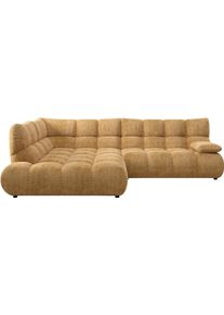 Ecksofa Home Affaire "Cozy Bubble, mit klappbarer Armlehne, Breite 289 cm", beige (old, gold), B:289cm H:85cm T:215cm, 100% Polyester, Sofas, Ecksofa, mit eleganter Steppung, Rundumbezug & weicher Polsterung