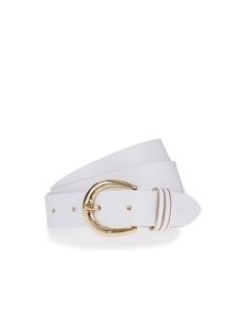 Lederg&uuml;rtel Tamaris "Clara Gold", Damen, Gr. 95, wei&szlig;, Rindsleder, unifarben, G&uuml;rtel Lederg&uuml;rtel, 3cm breit, schlichte Dornschnalle in Gold, dezentes Markenlogo