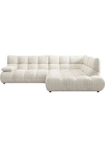 Ecksofa Home Affaire "Cozy Bubble, mit klappbarer Armlehne, Breite 289 cm", wei&szlig;, B:289cm H:85cm T:215cm, 100% Polyester, Sofas, Ecksofa, mit eleganter Steppung, Rundumbezug & weicher Polsterung