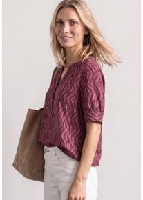 Kurzarmbluse Street One, Damen, Gr. 44, blush berry, Web, Obermaterial: 100% Viskose, gemustert, h&uuml;ftbedeckend, V-Ausschnitt, B&uuml;ndchen, Blusen Kurzarmbluse, Kurze Sommerbluse mit Allover-Print und Splitneck