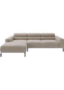 Ecksofa Home Affaire "Ecksofa, L-Form, incl. Kopfteilverstellung, Breite 258 cm", beige (taupe), B:258cm H:71cm T:183cm, 88% Polyester, 12% Polyacryl, Sofas, Ecksofa, wahlweise elektrische Sitztiefenverstellung