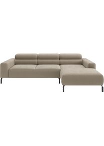 Ecksofa Home Affaire "Ecksofa, L-Form, incl. Kopfteilverstellung, Breite 258 cm", beige (sand), B:258cm H:71cm T:183cm, 95% Polyester, 5% Nylon, Sofas, Ecksofa, wahlweise elektrische Sitztiefenverstellung