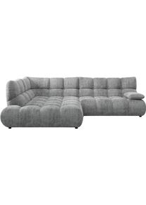 Ecksofa Home Affaire "Cozy Bubble, mit klappbarer Armlehne, Breite 289 cm", grau, B:289cm H:85cm T:215cm, 100% Polyester, Sofas, Ecksofa, mit eleganter Steppung, Rundumbezug & weicher Polsterung