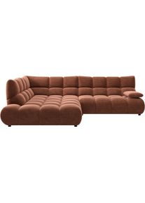 Ecksofa Home Affaire "Cozy Bubble, mit klappbarer Armlehne, Breite 289 cm", braun (rusty), B:289cm H:85cm T:215cm, 100% Polyester, Sofas, Ecksofa, mit eleganter Steppung, Rundumbezug & weicher Polsterung