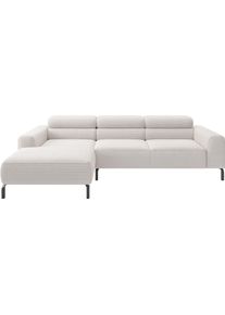 Ecksofa Home Affaire "Ecksofa, L-Form, incl. Kopfteilverstellung, Breite 258 cm", wei&szlig; (snow), B:258cm H:71cm T:183cm, 88% Polyester, 12% Polyacryl, Sofas, Ecksofa, wahlweise elektrische Sitztiefenverstellung