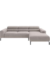 Ecksofa Home Affaire "Ecksofa, L-Form, incl. Kopfteilverstellung, Breite 258 cm", beige (taupe), B:258cm H:71cm T:183cm, 100% Polyester, Sofas, Ecksofa, wahlweise elektrische Sitztiefenverstellung