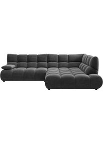Ecksofa Home Affaire "Cozy Bubble, mit klappbarer Armlehne, Breite 289 cm", grau (anthrazit), B:289cm H:85cm T:215cm, 100% Polyester, Sofas, Ecksofa, mit eleganter Steppung, Rundumbezug & weicher Polsterung