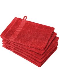 Waschhandschuh Dyckhoff "Planet", rot (kirschrot), B:16cm L:21cm, Walkfrottier, Waschlappen, Waschhandschuh, 450 g/m&sup2;, aus reiner Baumwolle, trocknergeeignet