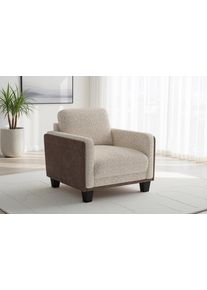 Sit & More Sessel SIT & MORE "Concept", beige (cappuccino), B:89cm H:84cm T:90cm, 100% Polyester, Sessel, Sessel, mit R&uuml;ckenkissen