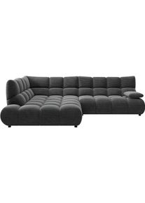 Ecksofa Home Affaire "Cozy Bubble, mit klappbarer Armlehne, Breite 289 cm", grau (anthrazit), B:289cm H:85cm T:215cm, 100% Polyester, Sofas, Ecksofa, mit eleganter Steppung, Rundumbezug & weicher Polsterung