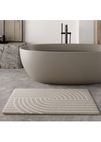 Badematte WECON HOME BASICS "Hilda", wei&szlig;, H:15mm, Polyester, Badematten, Badematte, waschbar, rutschfest, strapazierf&auml;hig, pflegeleicht mit Retro Muster
