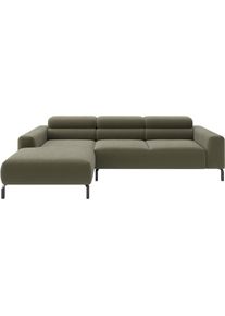 Ecksofa Home Affaire "Ecksofa, L-Form, incl. Kopfteilverstellung, Breite 258 cm", gr&uuml;n (oliv), B:258cm H:71cm T:183cm, 95% Polyester, 5% Nylon, Sofas, Ecksofa, wahlweise elektrische Sitztiefenverstellung