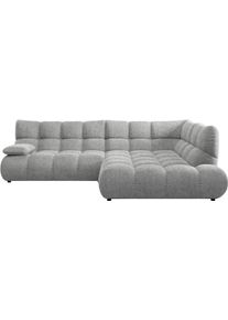 Ecksofa Home Affaire "Cozy Bubble, mit klappbarer Armlehne, Breite 289 cm", grau (light, grau), B:289cm H:85cm T:215cm, 100% Polyester, Sofas, Ecksofa, mit eleganter Steppung, Rundumbezug & weicher Polsterung