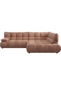 Ecksofa Home Affaire "Cozy Bubble, mit klappbarer Armlehne, Breite 289 cm", braun (rosewood), B:289cm H:85cm T:215cm, 100% Polyester, Sofas, Ecksofa, mit eleganter Steppung, Rundumbezug & weicher Polsterung