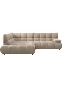 Ecksofa Home Affaire "Cozy Bubble, mit klappbarer Armlehne, Breite 289 cm", beige (macchiato), B:289cm H:85cm T:215cm, 100% Polyester, Sofas, Ecksofa, mit eleganter Steppung, Rundumbezug & weicher Polsterung