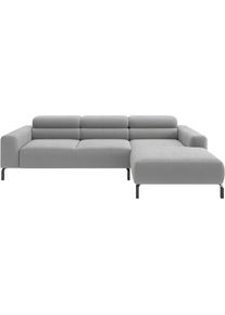 Ecksofa Home Affaire "Ecksofa, L-Form, incl. Kopfteilverstellung, Breite 258 cm", grau (silber), B:258cm H:71cm T:183cm, 95% Polyester, 5% Nylon, Sofas, Ecksofa, wahlweise elektrische Sitztiefenverstellung