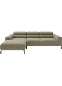 Ecksofa Home Affaire "Ecksofa, L-Form, incl. Kopfteilverstellung, Breite 258 cm", gr&uuml;n (oliv), B:258cm H:71cm T:183cm, 100% Polyester, Sofas, Ecksofa, wahlweise elektrische Sitztiefenverstellung