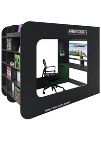 Minecraft Hochbett, Schwarz, Holz, Holzwerkstoff, Gaming, H&ouml;he ca. 12 cm, 120x200 cm, Beleuchtung, Babym&ouml;bel & Kinderm&ouml;bel, Kinderzimmer & Jugendzimmer, Kinderbetten, Hochbetten