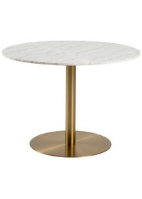 Mid.you Esstisch, Wei&szlig;, Messingfarben, Metall, Stein, rund, rund, 105x75x105 cm, Reach, Esszimmer, Esstische, Esstische rund