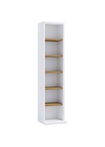 Mid.you Cd-Regal, Wei&szlig;, Honigeiche, Holzwerkstoff, 5 F&auml;cher, 21x92x20 cm, Wohnzimmer, TV M&ouml;bel, CD-Regale