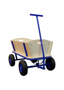 P & B Bollerwagen, Blau, Holz, Metall, 94.5x97x61 cm, Freizeit & Co, Gartenspielzeug, Bollerwagen