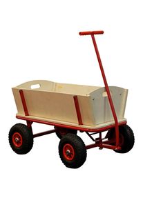 P & B Bollerwagen, Rot, Holz, Metall, 94.5x97x61 cm, Freizeit & Co, Gartenspielzeug, Bollerwagen