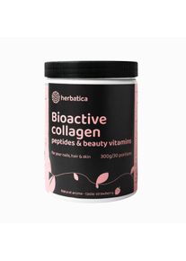 Bioakt&iacute;v kollag&eacute;n peptidekkel &eacute;s vitaminokkal a sz&eacute;ps&eacute;g&eacute;rt, k&ouml;rm&ouml;k&eacute;rt, haj&eacute;rt &eacute;s bőr&eacute;rt &ndash; 300 g &ndash; Herbatica &ndash; eper Aroma: Eper