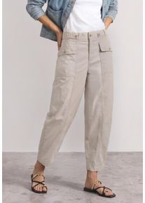 Stoffhose Street One "Style Karlie", Damen, Gr. 40, L&auml;nge 28, clay sand (l&auml;nge 28), Web, Obermaterial: 98% Baumwolle, 2% Elasthan, unifarben, normal lang, Hosen Stoffhose, Sommerhose in Papertouch-Qualit&auml;t