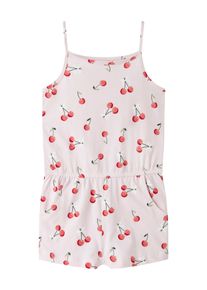 Kurzoverall name it "NMFVIGGA STRAP SUIT", M&auml;dchen, Gr. 98, N-Gr, rosa (cradle pink aop:cherries), Jersey, Obermaterial: 100% Baumwolle, bedruckt, kurz, Overalls Kurzoverall, Baumwolle, mit Tr&auml;gern