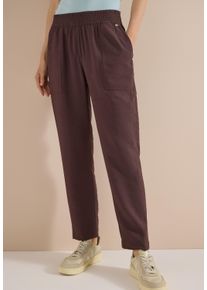 Stoffhose Cecil "Style Chelsea", Damen, Gr. XXL (46), L&auml;nge 28, braun (braun cacao), Web, Obermaterial: 85% Viskose, 15% Polyamid, unifarben, loose fit lang, Hosen Stoffhose, Sommerhose mit elastischem Bund / Viskose