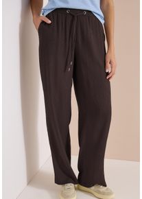 Stoffhose Cecil "Style Neele", Damen, Gr. L (42), L&auml;nge 30, braun (braun cacao (l&auml;nge 30)), Web, Obermaterial: 84% Viskose, 16% Polyamid. Futter: 100% Polyester, unifarben, loose fit lang, Hosen Stoffhose, Sommerhose in Struktur-Optik