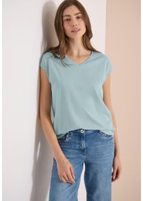 Kurzarmshirt Cecil, Damen, Gr. XL (44), crystal mint, Jersey, Obermaterial: 50% Baumwolle, 50% Modal, unifarben, normal h&uuml;ftbedeckend, V-Ausschnitt, abgesteppte Kante, Shirts Kurzarmshirt, Sommershirt mit V-Neck