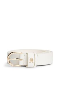 Lederg&uuml;rtel Tommy Hilfiger "ESSENTIAL EFFORTLESS 2.5 cm breit GOLD", Damen, Gr. 80, th optic wei&szlig;, Rindsleder, G&uuml;rtel Lederg&uuml;rtel, Logoemblem, weiche Haptik, ovale Einfachdornschlie&szlig;e