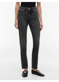 Slim-fit-Jeans Tommy Jeans "LCY MR SLIM RWB CJ6115", Damen, Gr. 33, L&auml;nge 32, denim schwarz, Denim/Jeans, Obermaterial: 99% Baumwolle, 1% Elasthan, unifarben, slim fit lang, Jeans Slim-fit-Jeans, Baumwoll-Denim