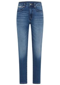 Skinny-fit-Jeans Calvin Klein Jeans "MID RISE SKINNY INDIGO STATION", Damen, Gr. 29, L&auml;nge 34, blau (indigo station), Denim/Jeans, Obermaterial: 80% Baumwolle, 12% Polyester, 6% Elastomultiester, 2% Elasthan, unifarben, skinny fit lang, Jeans Skinny-fit-Jeans, Skinny fit mit Taschen
