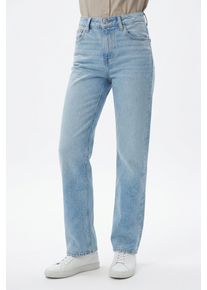 Straight-Jeans Calvin Klein Jeans "HGH RS STRGHT CK ESS", Damen, Gr. 31, L&auml;nge 32, blau (lapis sky), Denim/Jeans, Obermaterial: 99% Baumwolle, 1% Elasthan, straight fit normal, Jeans Straight-Jeans, Mit G&uuml;rtelschlaufen