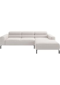 Ecksofa Home Affaire "Ecksofa, L-Form, incl. Kopfteilverstellung, Breite 258 cm", wei&szlig; (snow), B:258cm H:71cm T:183cm, 88% Polyester, 12% Polyacryl, Sofas, Ecksofa, wahlweise elektrische Sitztiefenverstellung