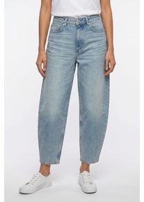 Marc O'Polo High-waist-Jeans MARC O'POLO, Damen, Gr. 25, N-Gr, blau (light blau), Denim/Jeans, Obermaterial: 79% Baumwolle, 20% Viskose, 1% Elasthan, relaxed fit kn&ouml;chellang, Jeans High-waist-Jeans, barrel cropped mit CIRCULOSE